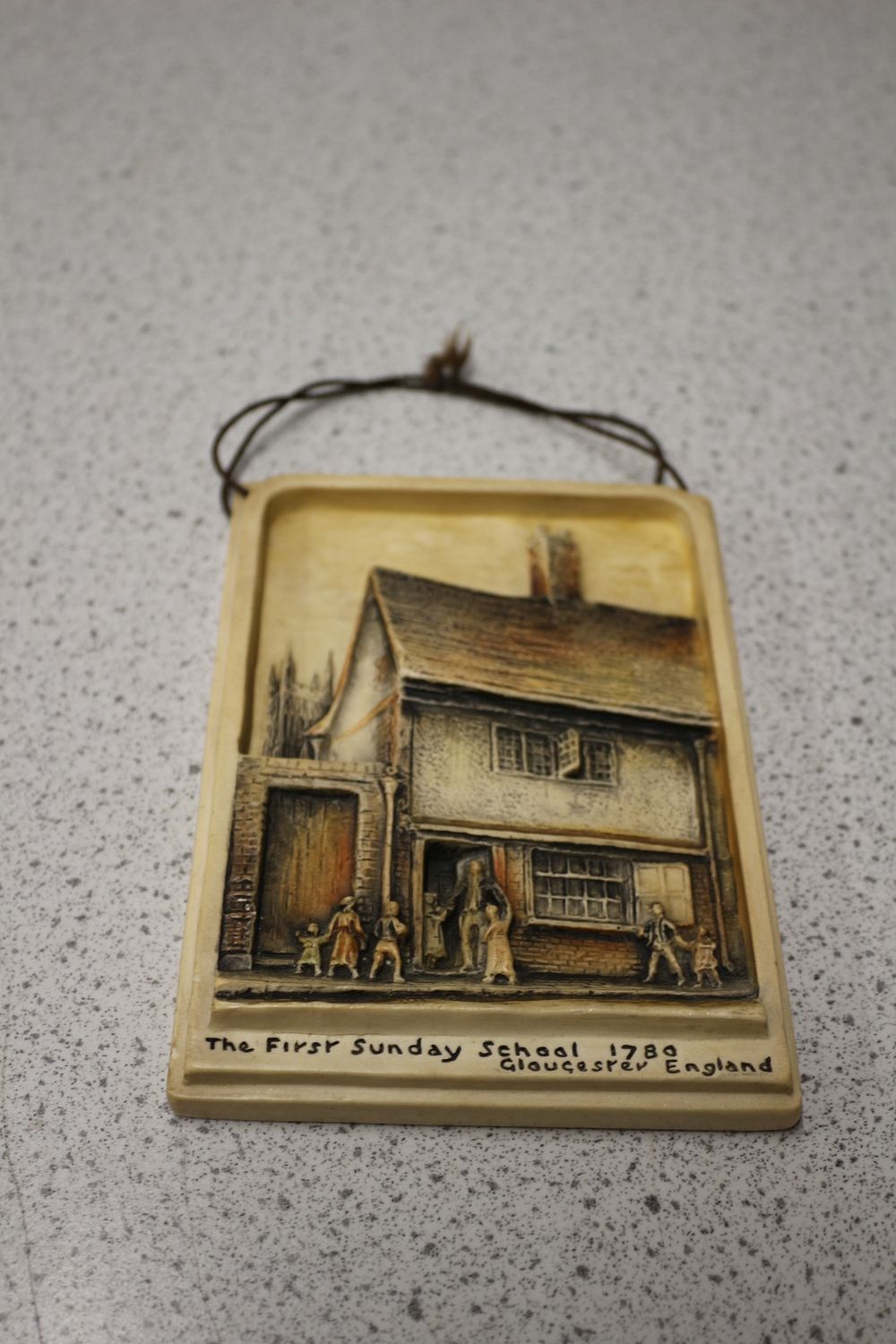 Lot 425: Rare Arthur Osborne Ivorex Wall Plaque, 'The First Sunday School 1780 Gloucester England'