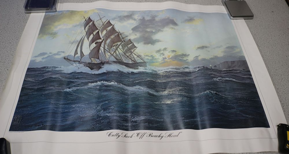 Lot 459: John Steven Dews (b. 1949), 'The Cutty Sark off Beachy Head', Colour Print