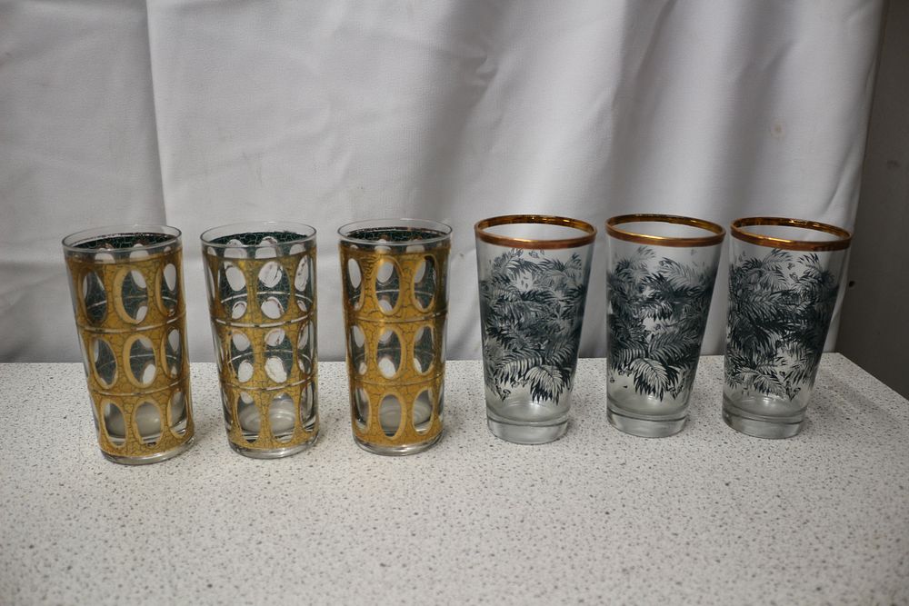 Lot 151: 2 Sets of 3 Highball Glasses, Culver Pisa and Bacardi