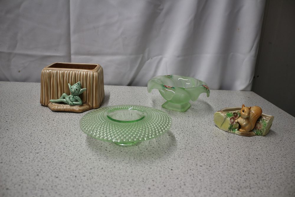 Lot 184: Vintage Sylvac Ceramic Pixie Planter with Reclining Elf Figurine, Hornsea Pottery Squirrel Posy Vase and more