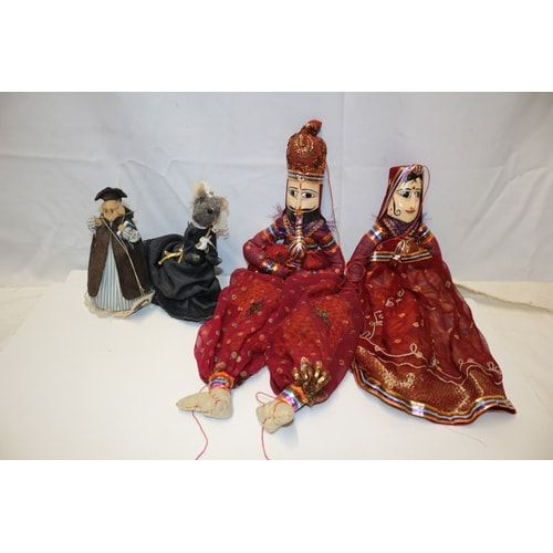 Lot 290: A Group of Diane Freeman Mouse Dolls and Indian Kathputli Puppets