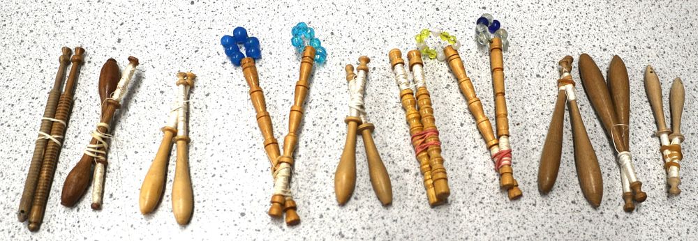 Lot 482: A Collection of Turned Wooden Antique Lacemaking Bobbins