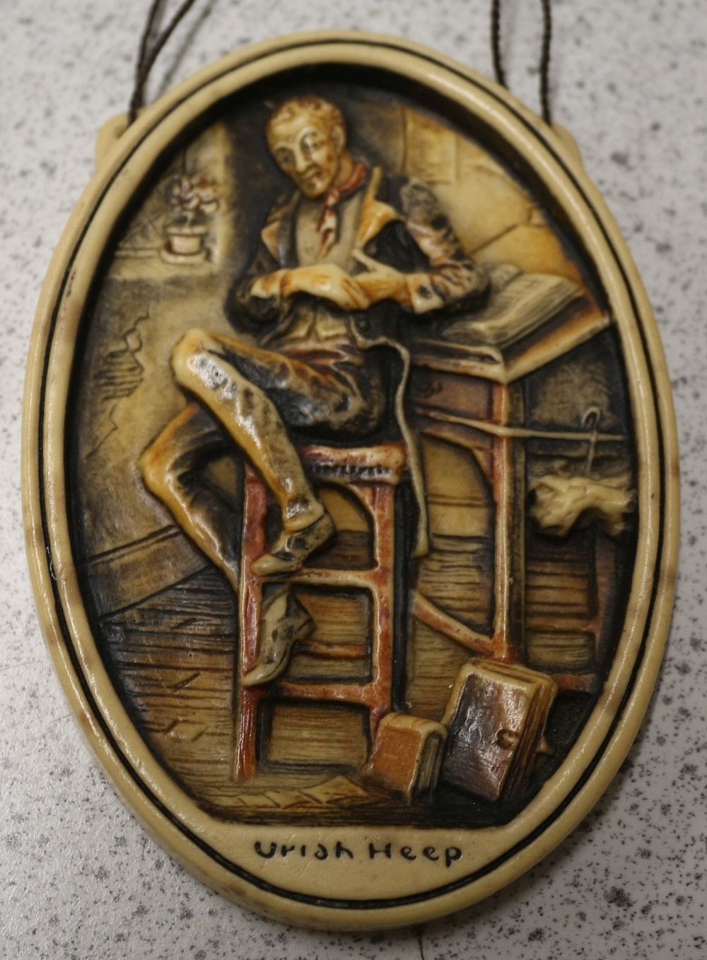 Lot 547: Arthur Osborne Ivorex Charles Dickens 'Uriah Heep' Wall Plaque