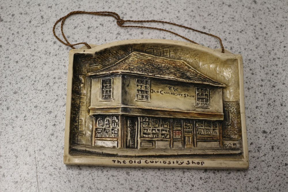 Lot 570: A. Osborne Ivorex Plaque, 'The Old Curiosity Shop', London