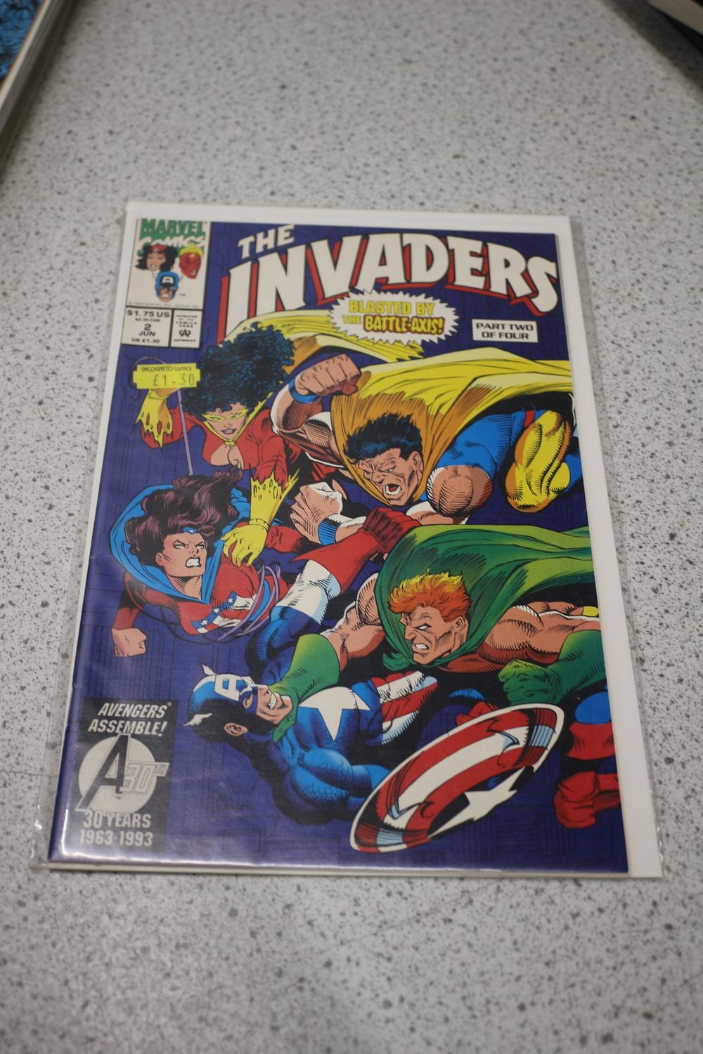 Lot 750: Marvel Comics The Invaders #2 Comic Book 1993 Newsstand