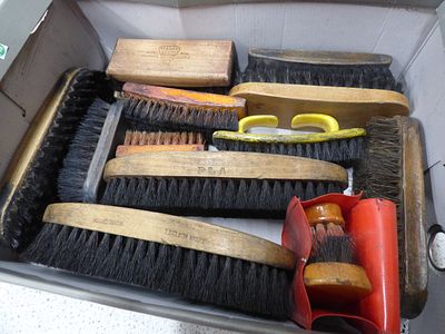 A Collection of Vintage Wooden Shoe Brushes. A collection of vintage shoe brushes, featuring 