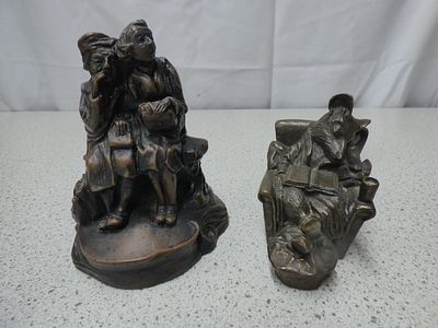 A Pair of Bronze Resin Figurines. Mouse and Two Women. A pair of dark bronze resin figurines 