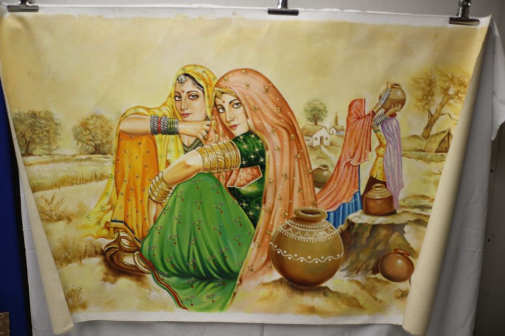 Lot 175: Indian Traditional Rajasthani Oil Painting on CAMEL Canvas