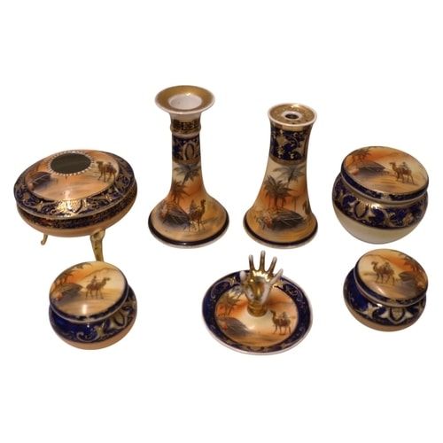 Lot 228: A Collection of Seven Noritake Porcelain Desert Scene Items