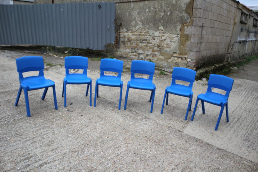 Lot 269: A Set of Six Postura+ Blue Plastic Chairs