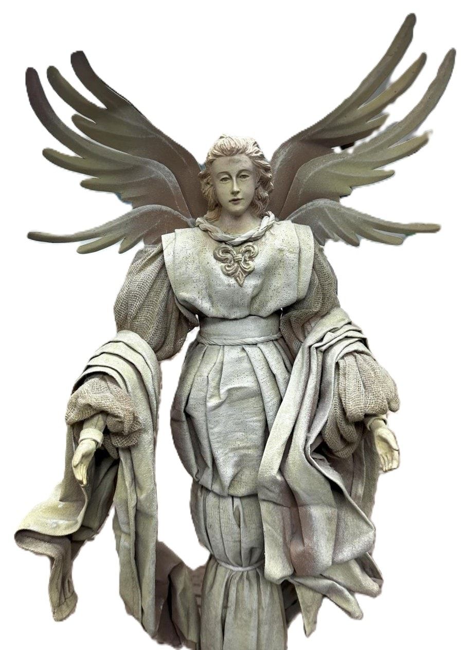 Lot 461: A Vintage Textile and Composite Angelic Figure, in Classical Style Standing Over 1 Metre