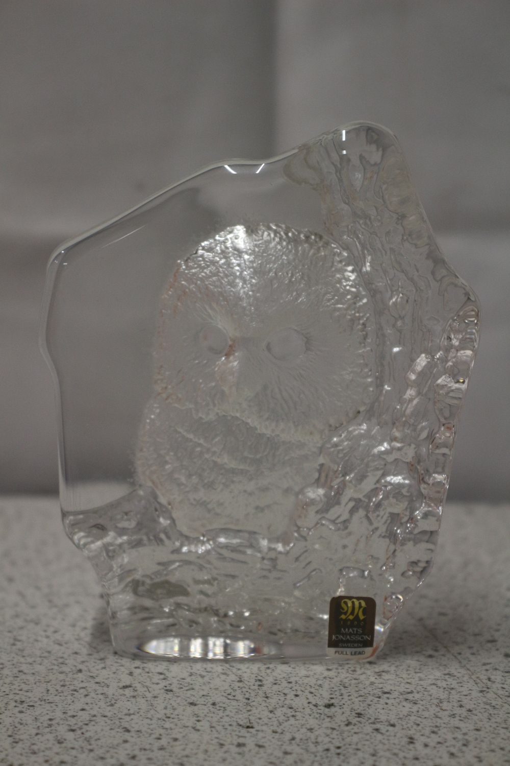 Lot 196: Mats Jonasson Sweden Full Lead Crystal Owl Sculpture