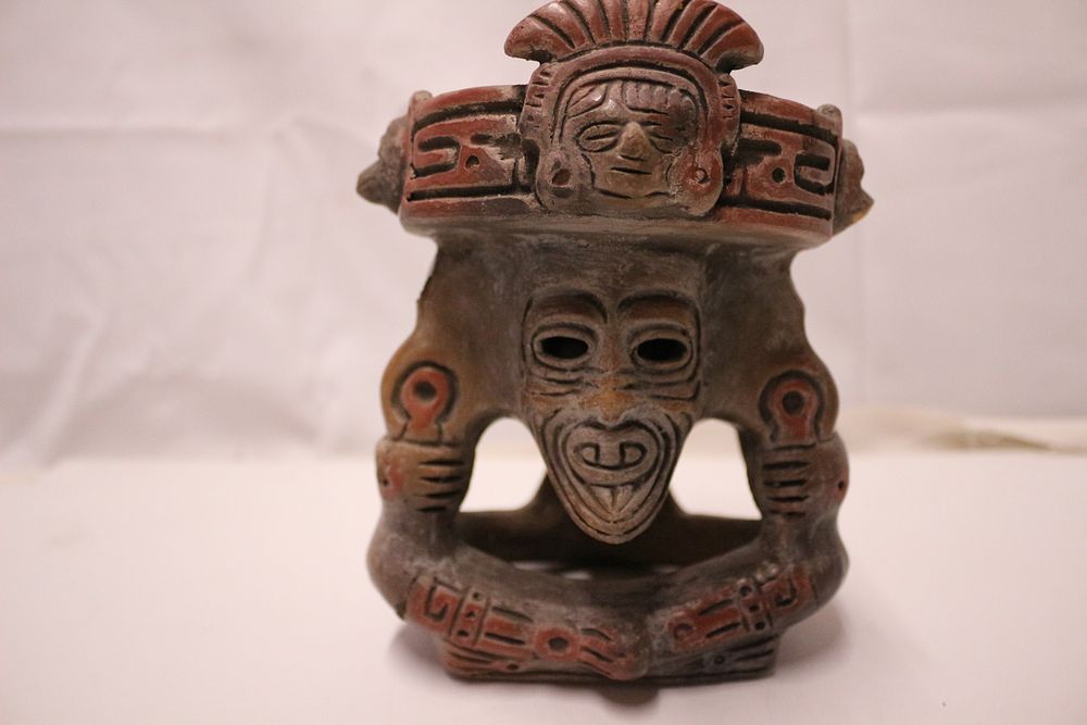 Lot 343: Aztec God of Fire, Huehueteoti, Incense Burner with Carved Faces