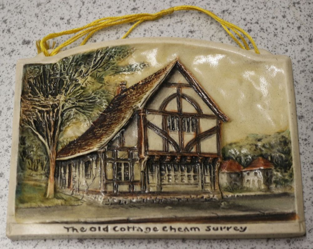 Lot 544: Arthur Osborne Ivorex Plaque, 'The Old Cottage Cheam Surrey'