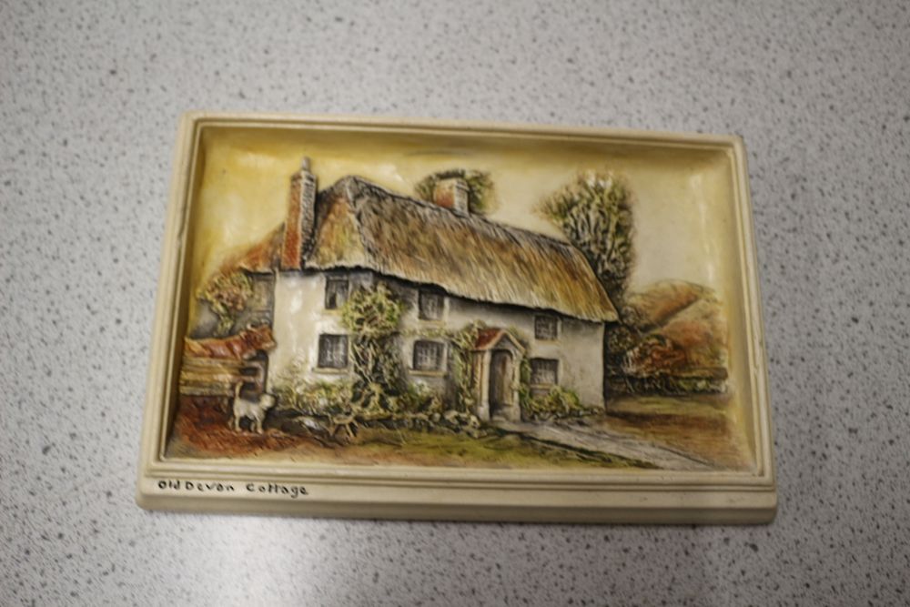 Lot 552: Arthur Osborne Ivorex Wall Plaque, "Old Devon Cottage"