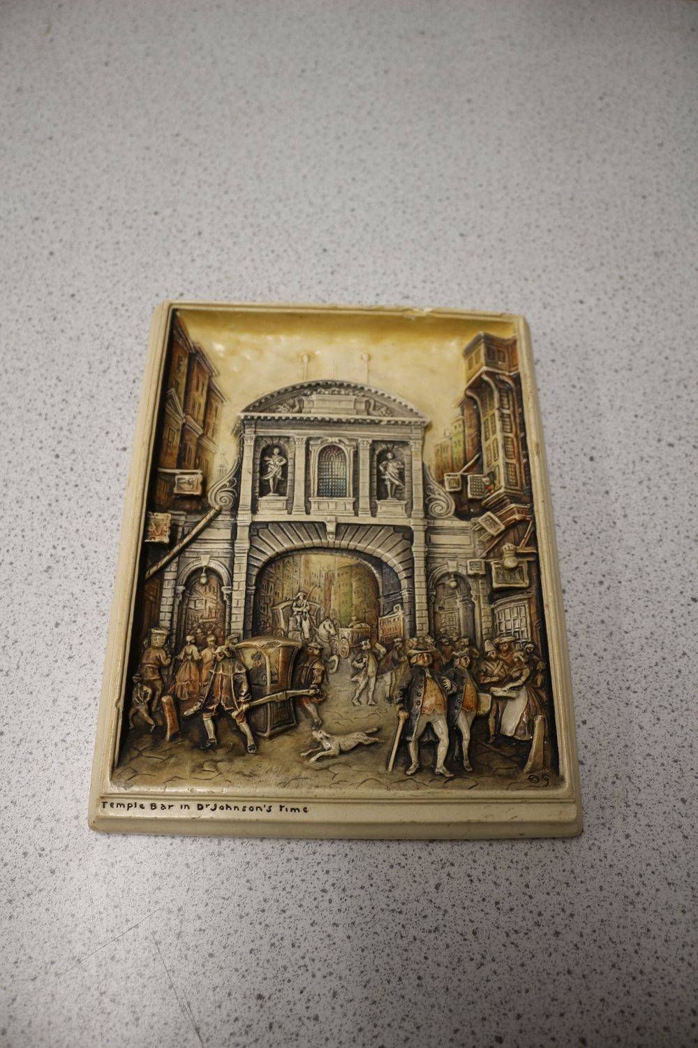 Lot 565: Osborne Ivorex Plaque, 'Temple Bar in Dr Johnson's Time'