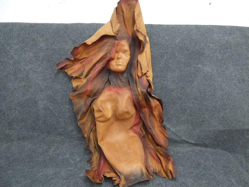 Lot 198: Sculpted Leather Female Bust Wall Hanging Sculpture