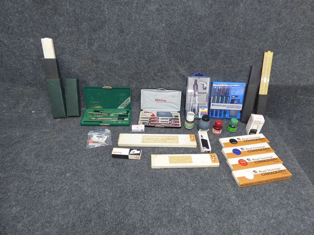 Lot 225: A Collection of Vintage Drafting and Technical Drawing Supplies