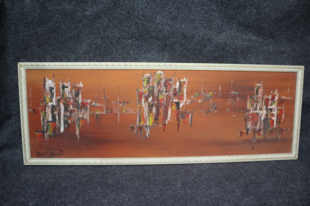 Lot 253: Mid-Century Modern Abstract Oil Painting on Board