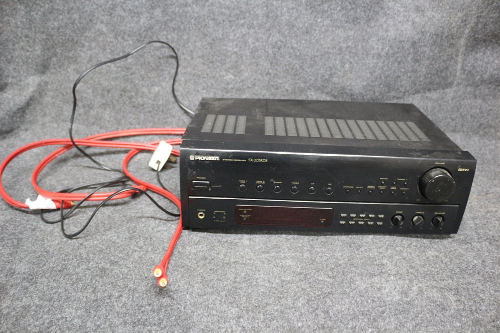 Lot 255: Pioneer SX-203RDS Stereo Receiver and a Collection of Audio Cables