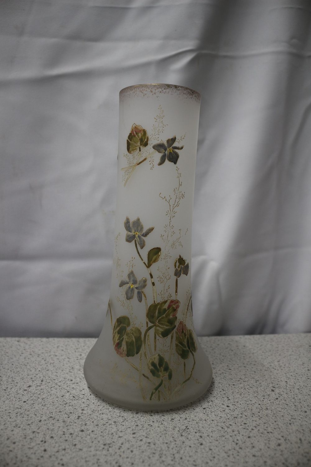 Lot 357: Art Nouveau Satin Glass Floral Vase