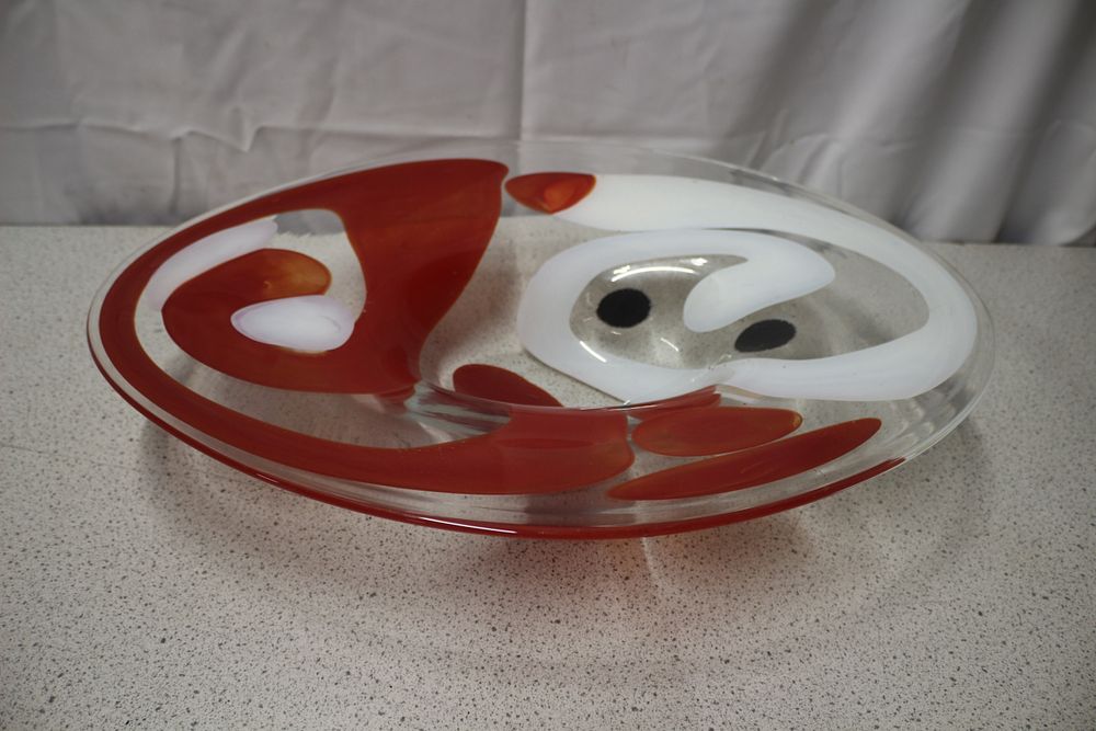 Lot 376: Svaja Heavy Art Glass Fruit Bowl, Signed