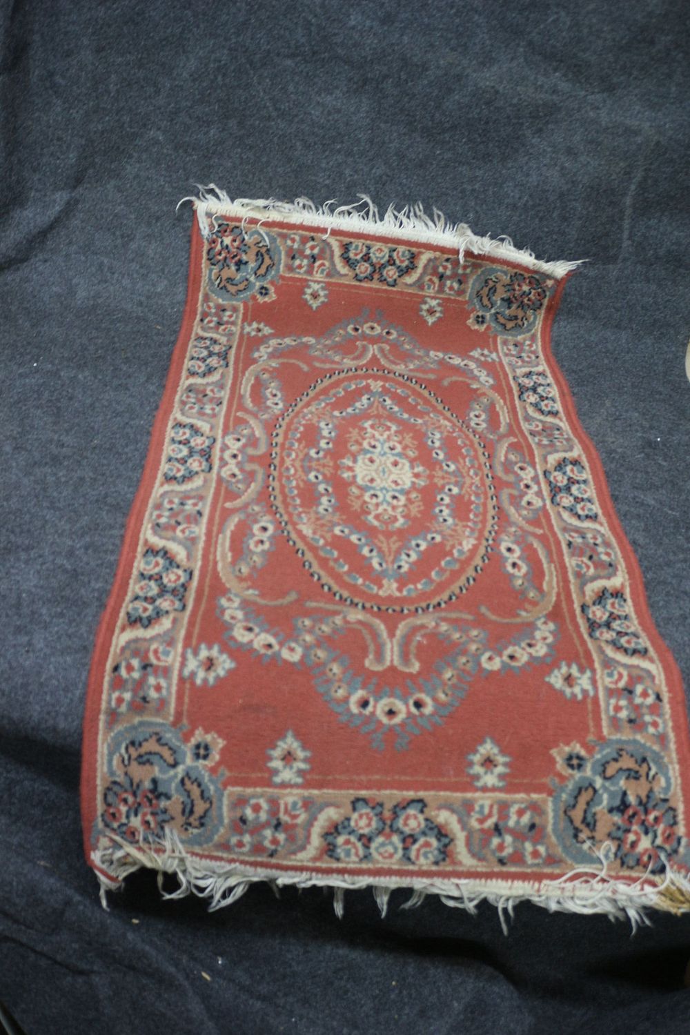 Lot 233: Vintage Terracotta Red Floral Wool Runner Rug