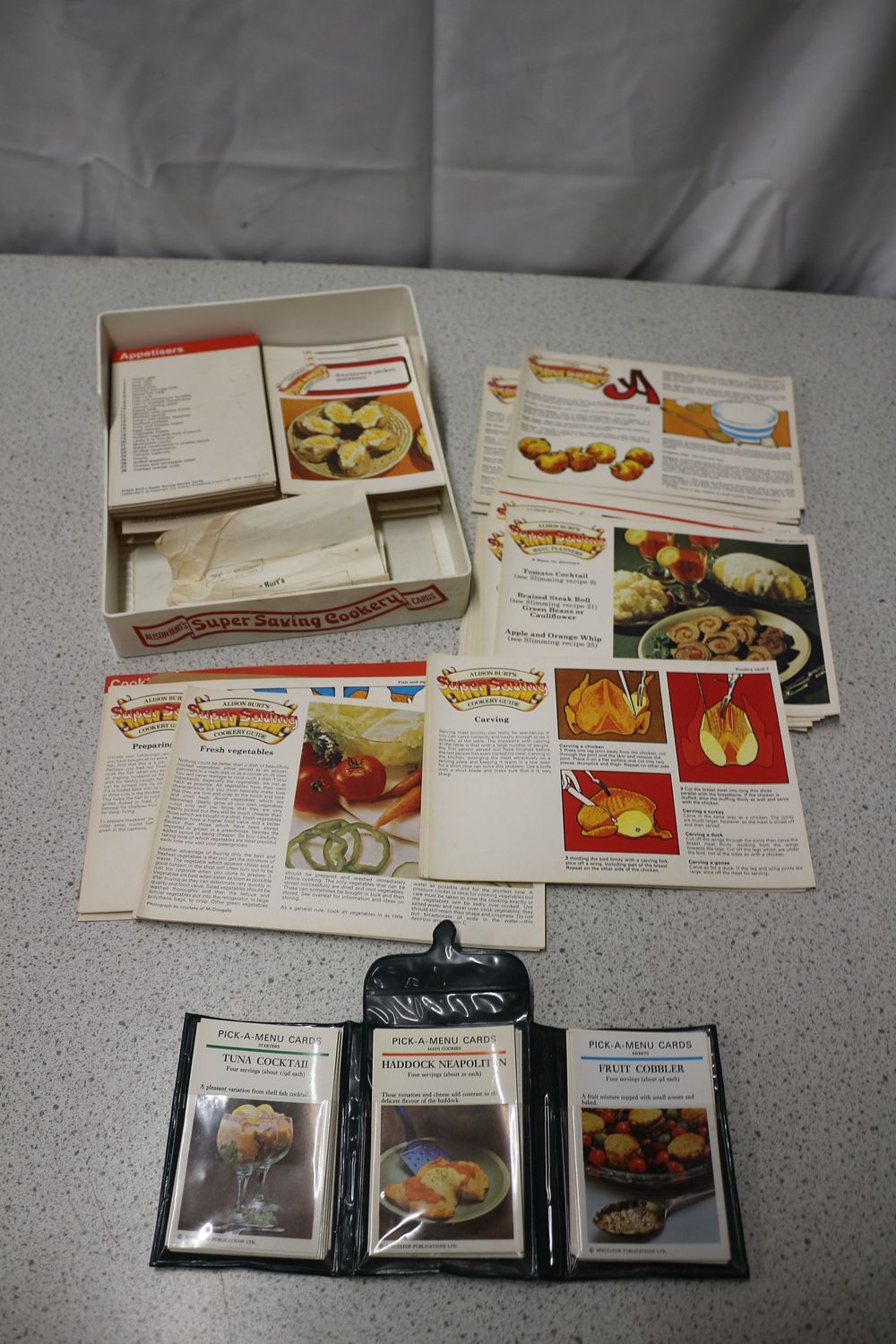 Lot 269: A Collection of Vintage Alison Burt's Super Saving Cookery Cards & Guides