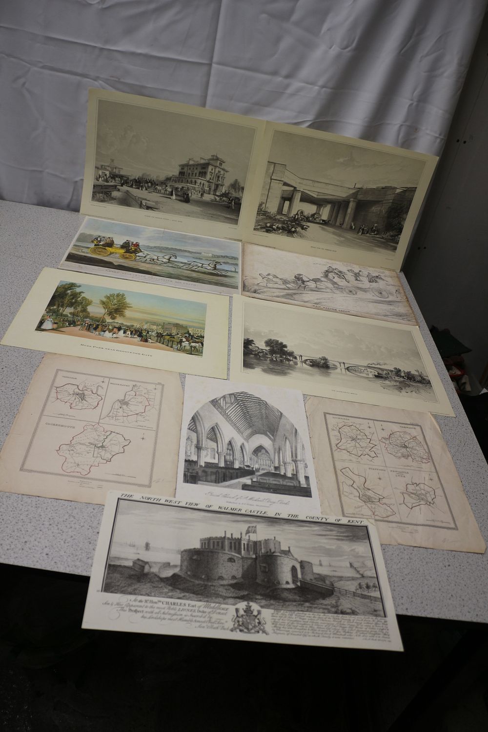 Lot 342: Ten Historical Copperplate Prints and Maps of Views