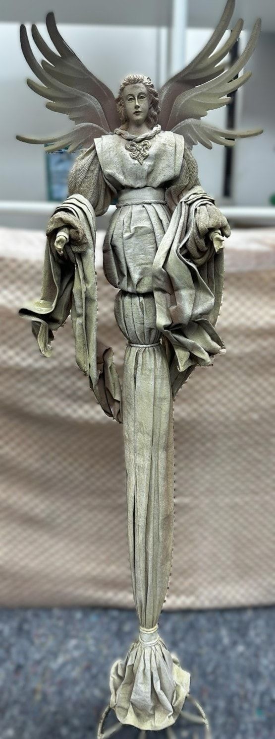 Lot 505: A Vintage Textile and Composite Angelic Figure, in Classical Style Standing Over 1 Metre