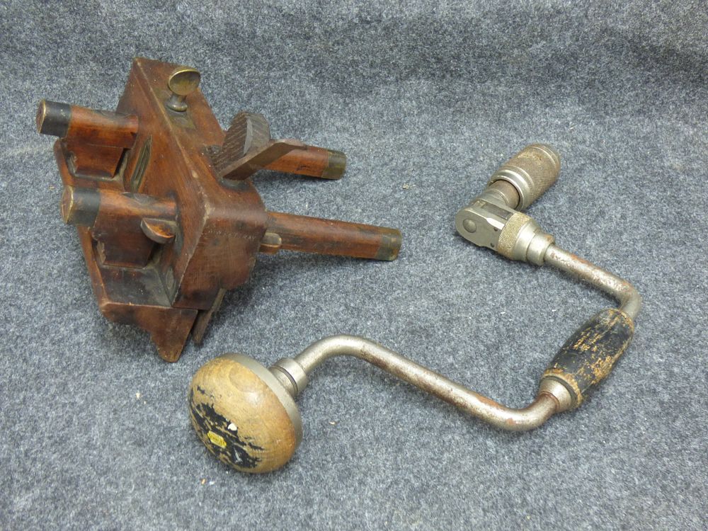 Lot 227: Two Vintage Woodworking Tools Including Stanley Hand Brace