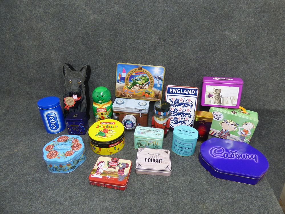 Lot 232: A Collection of Decorative and Novelty Advertising Tins