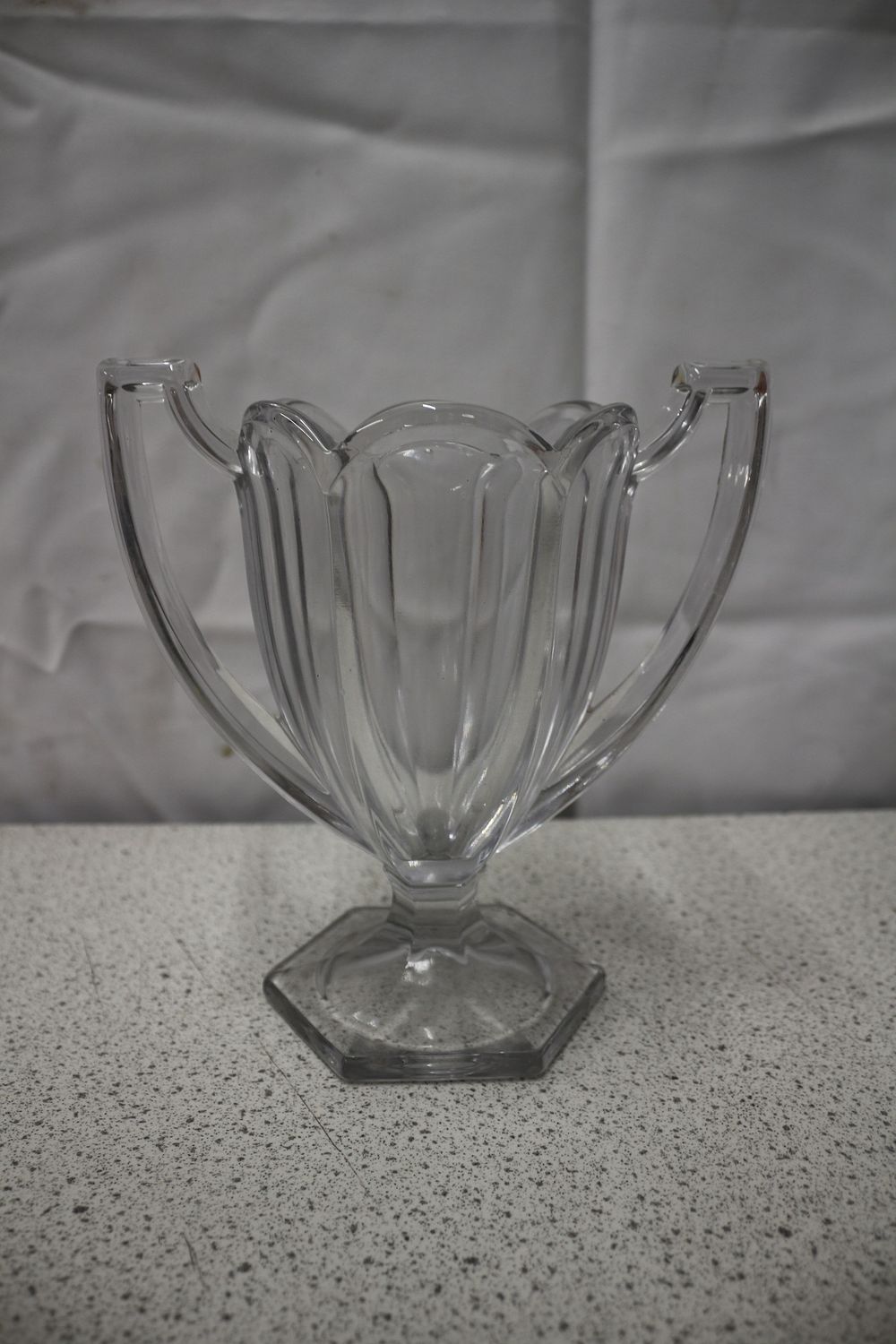 Lot 337: A 1930s Chippendale Pressed Glass Fluted Bowl with Handles