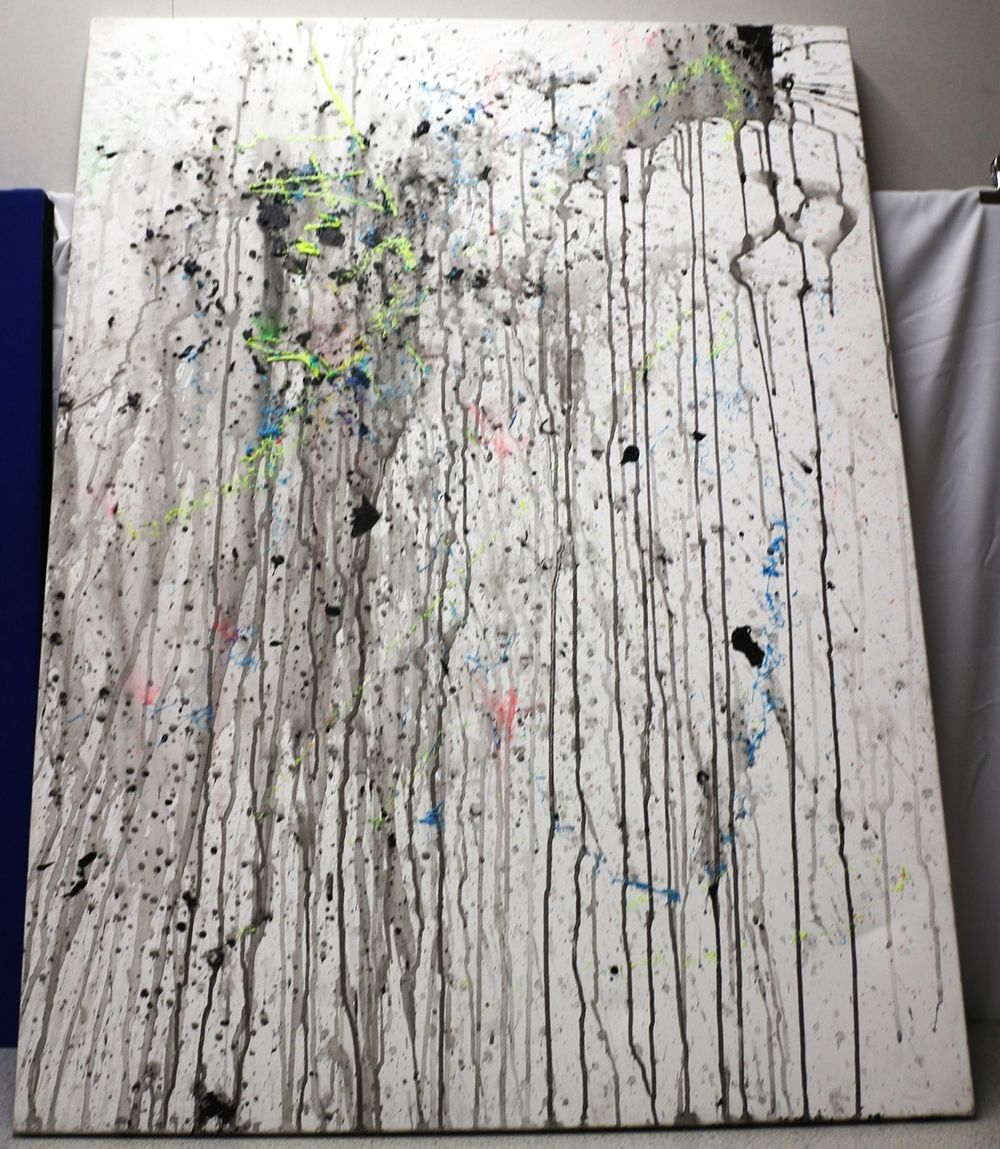 Lot 508: A Large-Scale Contemporary Abstract Action Painting on Canvas