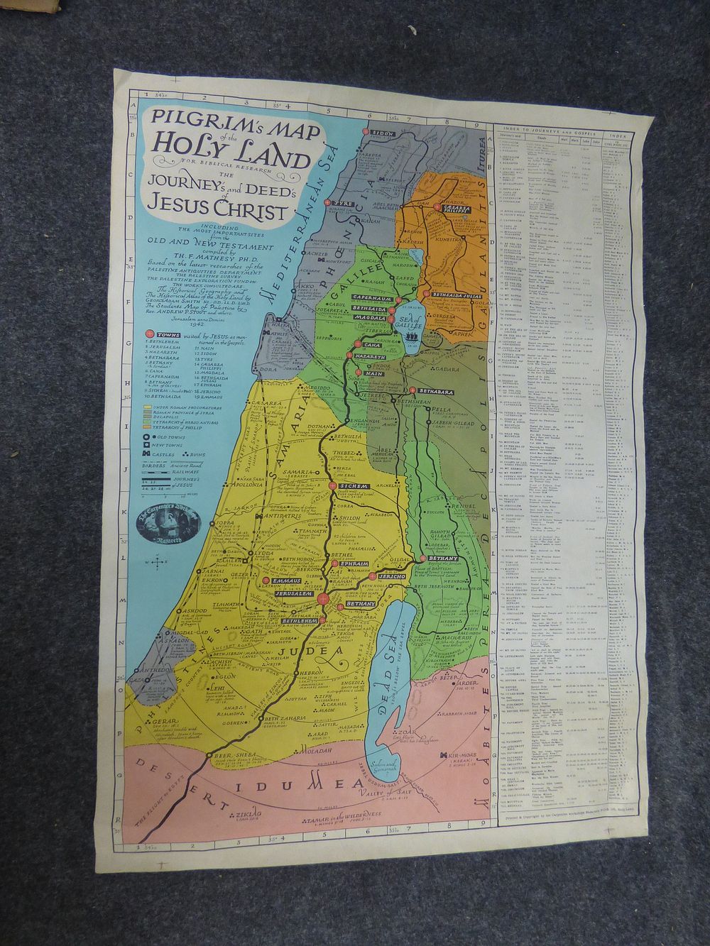 Lot 191: 1942 Pilgrim's Map of the Holy Land by Mathesy