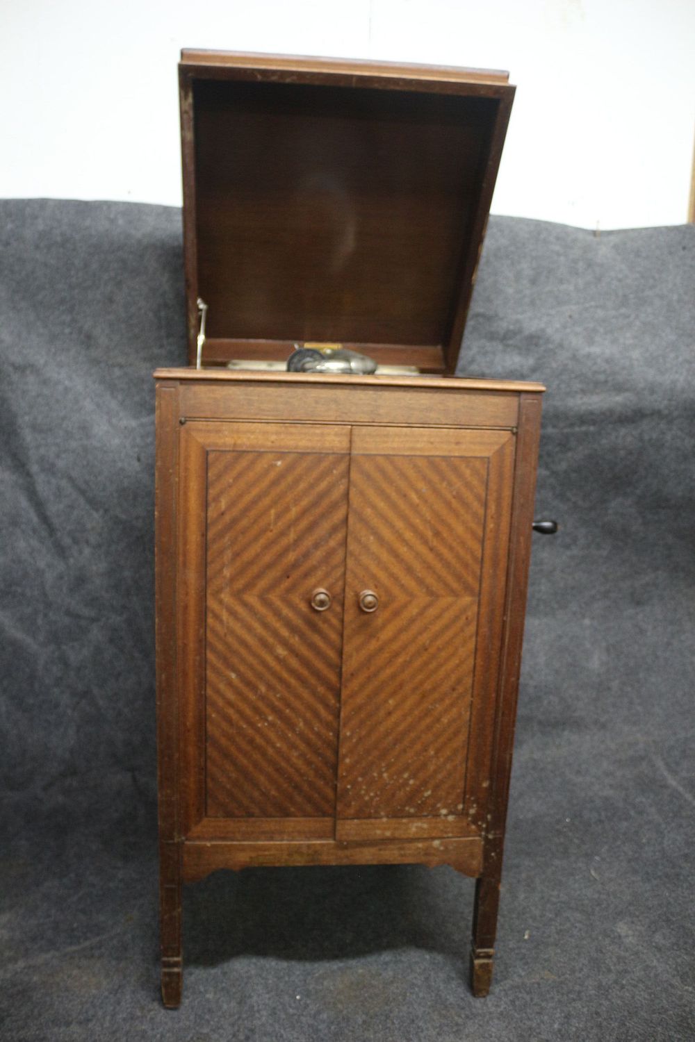Lot 205: His Master's Voice Wooden Floor Standing Gramophone