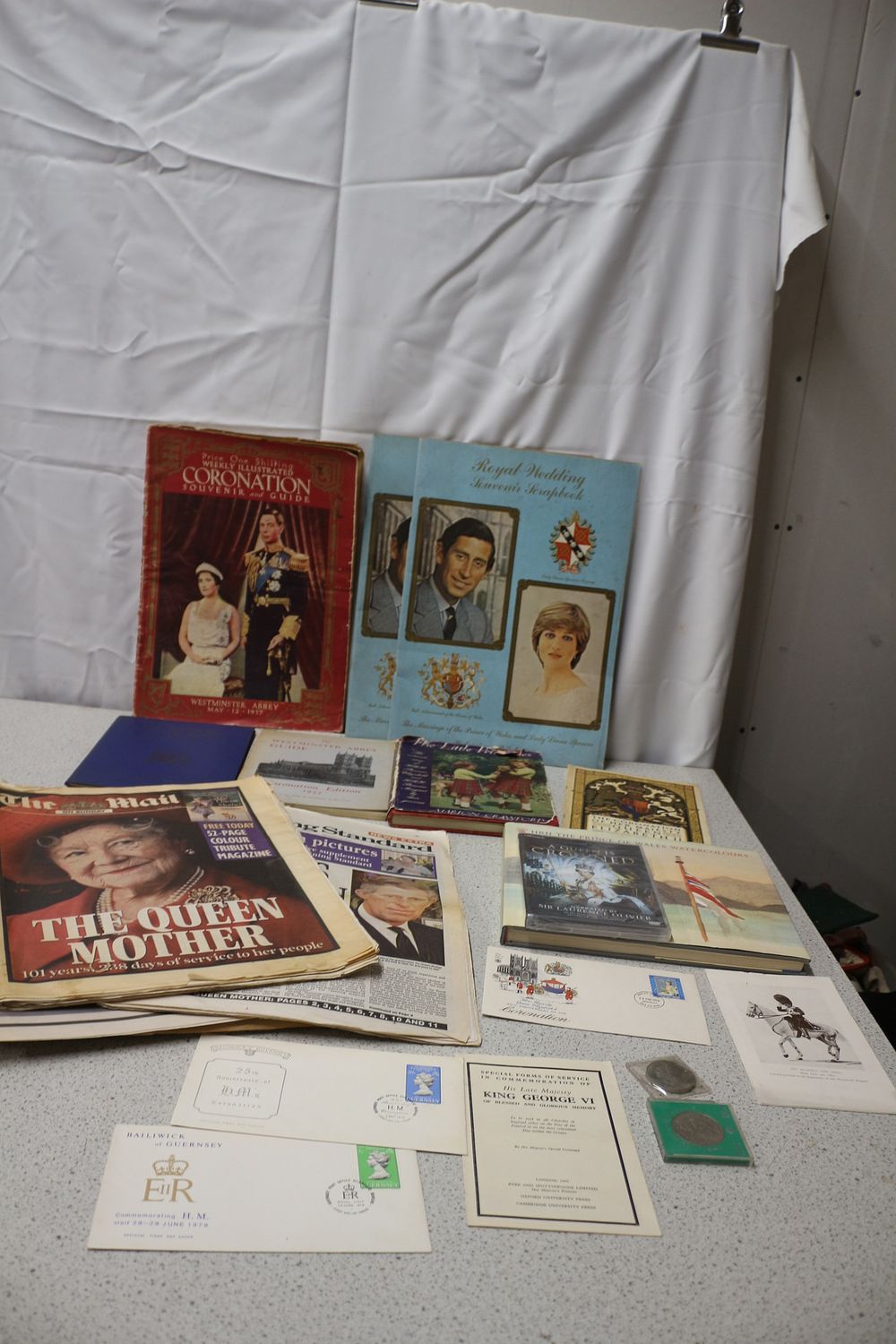 Lot 294: A Collection of Royal Commemorative Books, Ephemera, and Two Coins