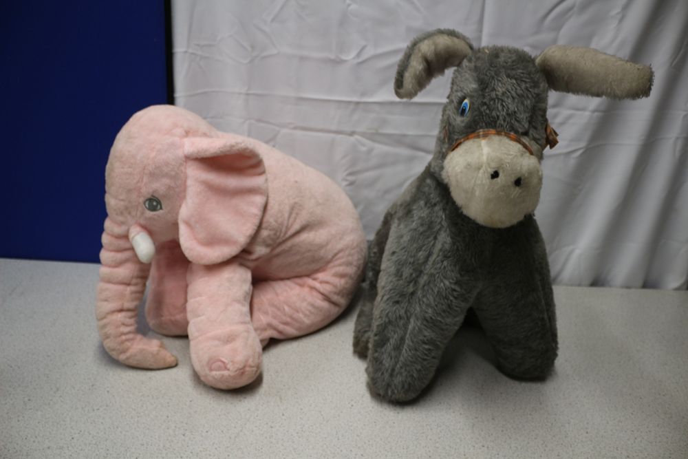 Lot 344: Two Large Plush Elephant and Donkey Toys