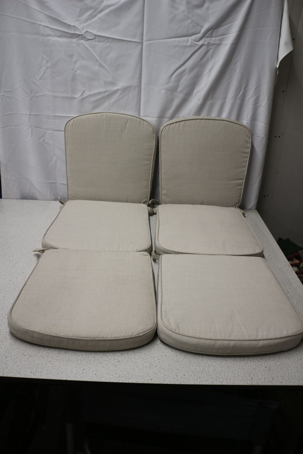 Lot 346: A Set of Six Marks & Spencer Light Beige/grey Ribbed Cushions