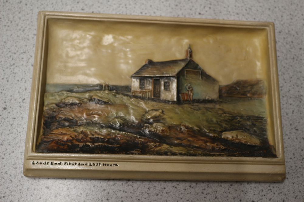 Lot 446: A Rare Osborne Ivorex 'Lands End, First and Last House' Relief Wall Plaque