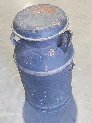 Old Metal Milk Can. 25" high, 14" wide