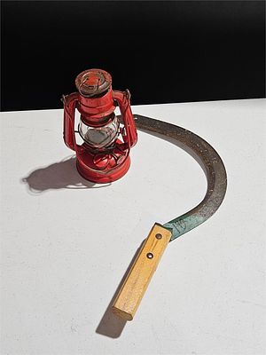 Winged Wheel Kerosene Lantern, Hand Sickle