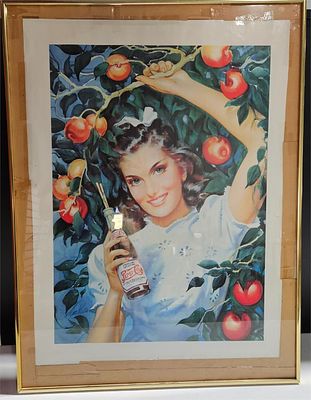 Vintage Pepsi-Cola "Orchard Girl" Print Framed. 24"&times;32"