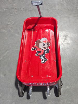 Ohio State Buckeyes Brutus Buckeye Branded Red Metal Toy Wagon. This red metal toy wagon 