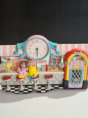 New Haven Quartz 1950s Diner Themed Wall Clock. This New Haven wall clock features a 