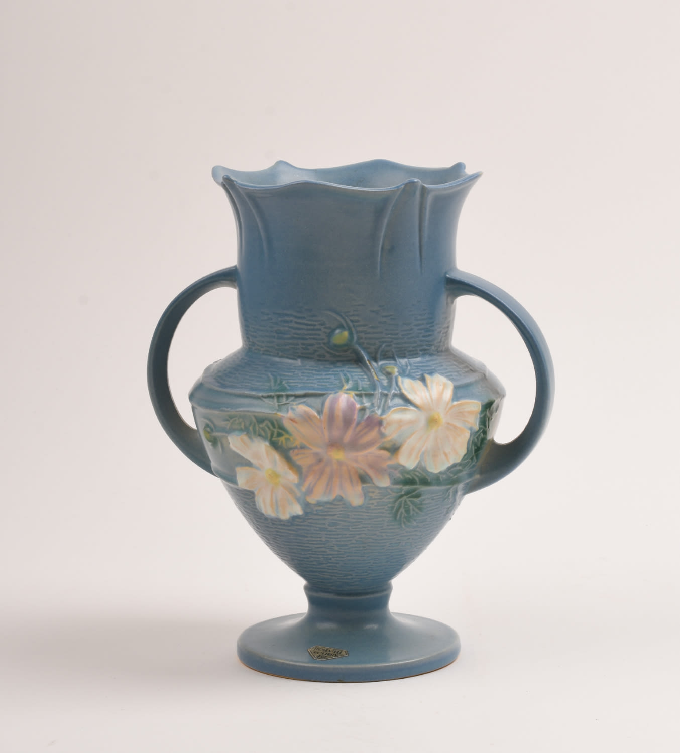 Lot 49 Roseville Pottery Blue Cosmos Vase Goose Pond Auctions