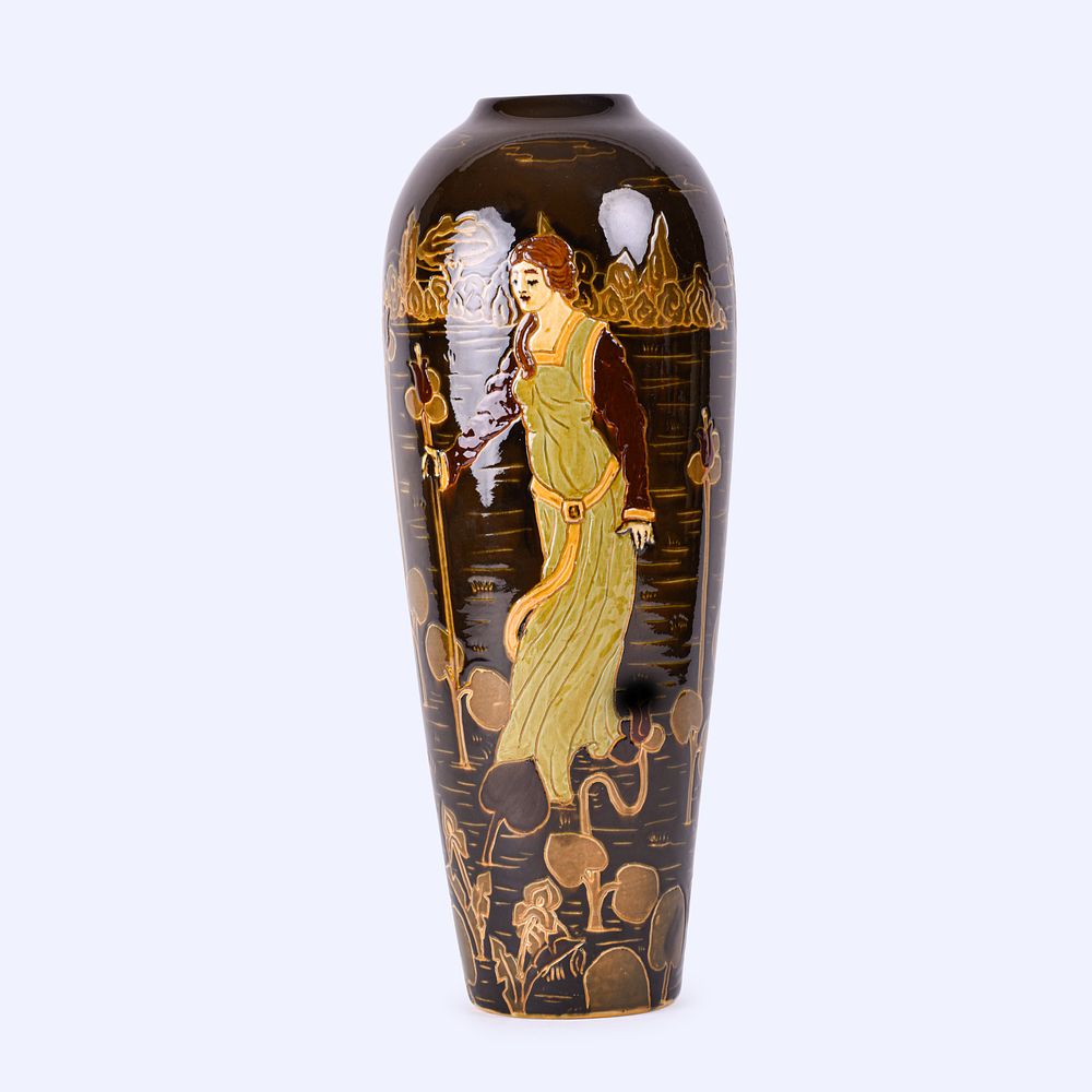 Lot 46: Tall Weller Pottery Dickens Ware Vase
