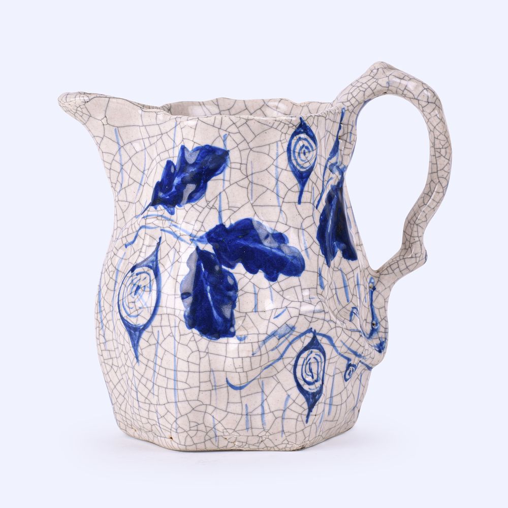 Lot 47: Dedham Pottery Oak Block Pitcher