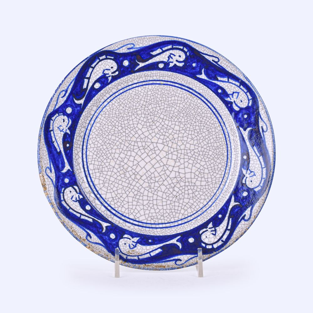 Lot 55: Dedham Pottery Dolphins Plate