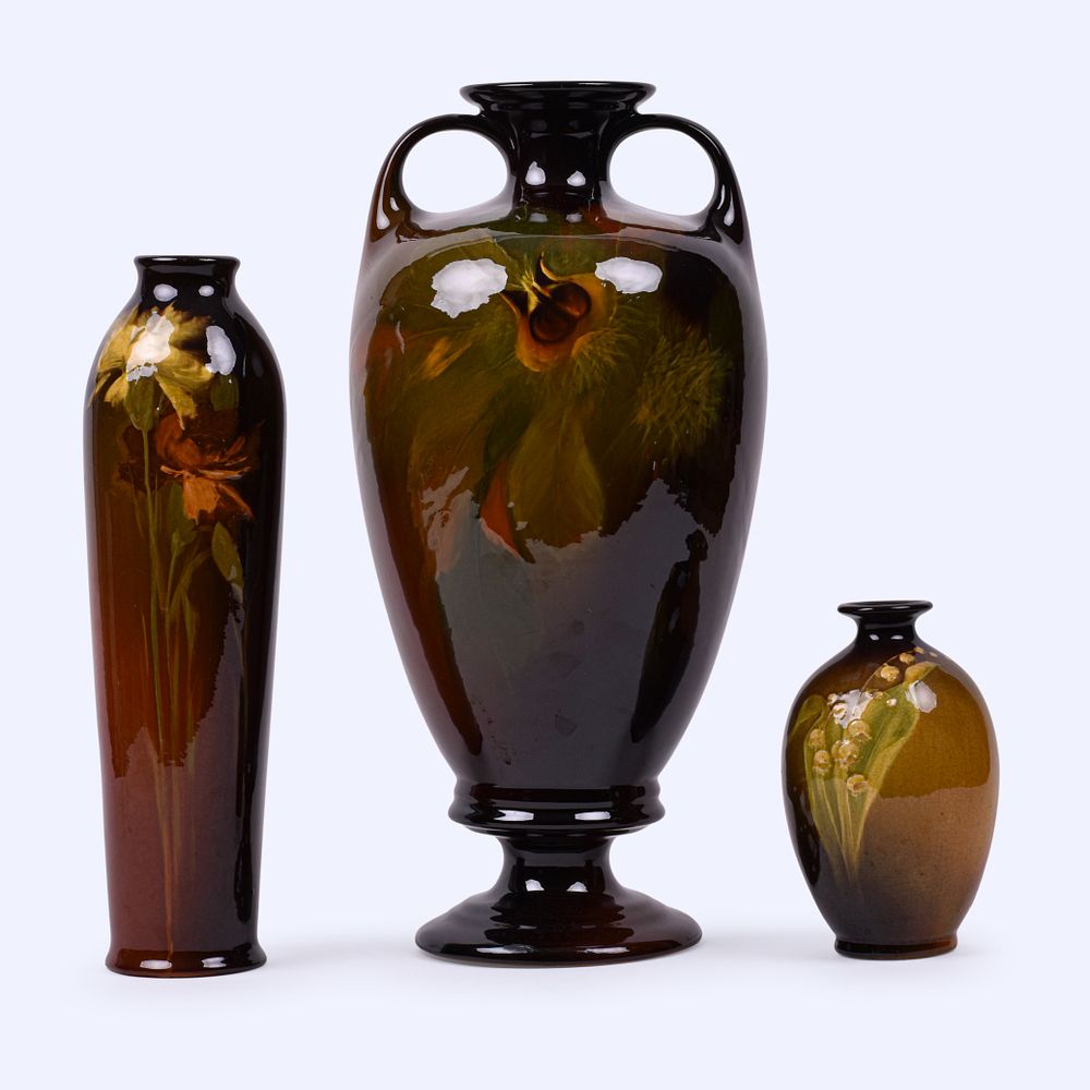 Lot 81: Three Roseville Pottery Rozane Vases